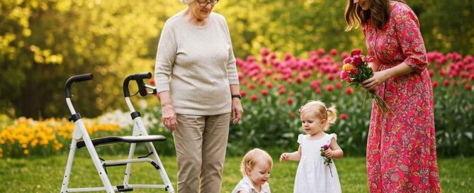 Grandmotheroutsideplayingingras