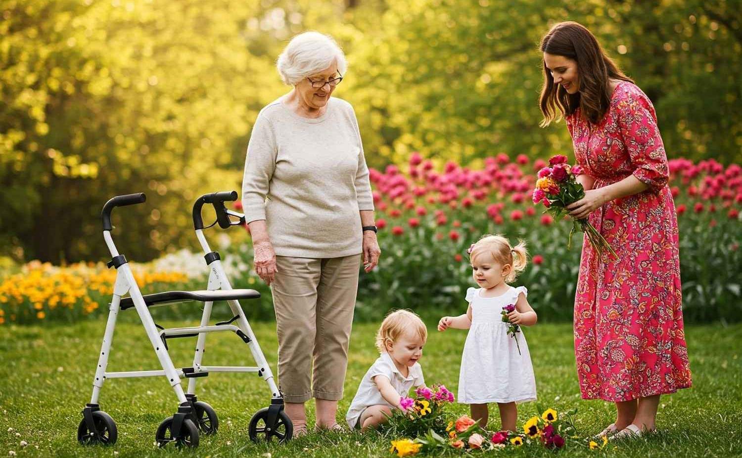 Grandmotheroutsideplayingingras